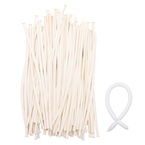 WHAMVOX 100 Globos Largos de Látex Blancos para Modelar Accesorios para Fiestas y Bodas Globos Decorativos para Manualidades y Cumpleaños