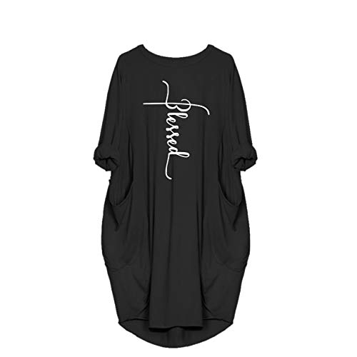 Yosayd Blessed Dresses with Pocket for Women Black S