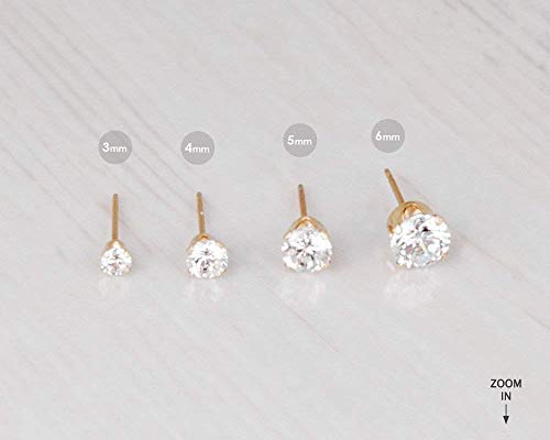 Everyday Gold Filled Cz Diamond Stud Earrings - Tiny Wedding Zircon Post Earrings For Bride And Bridesmaid - Size 3Mm #TOP6