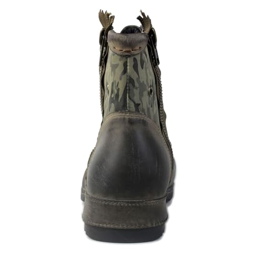 OSSTONE Moto Boots for Men Fashion Zipper-up Leather Chukka Boots Casual Shoes Retro Style OS-5008-8-N-US3