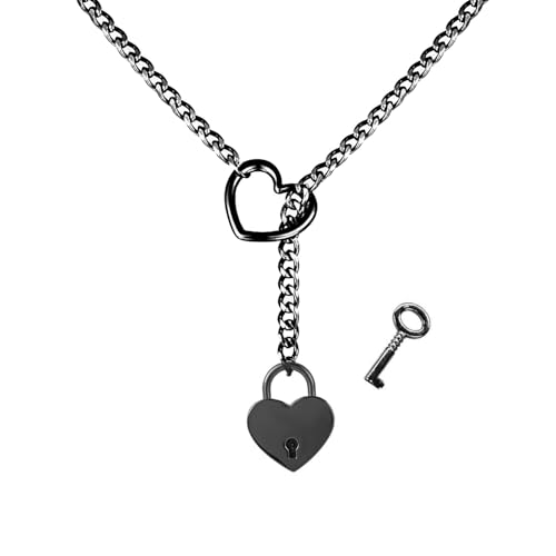 Heart O-Ring Slip Chain Necklace Punk Rock Stainless Steel Cuban Y-Necklace