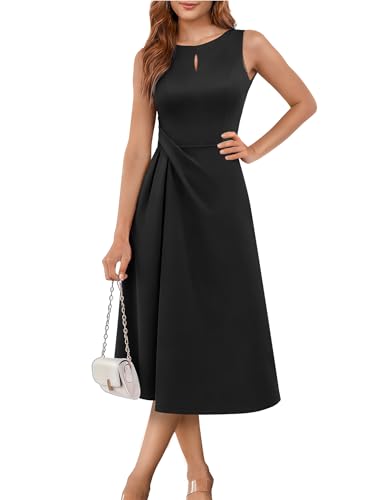 Aupuls Women Maxi Wedding Guest Dresses A Line Ruched Cutout Formal Cocktail Evening Dress, Black, M