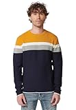 Koroshi Jersey Tricot de Cuello Redondo con Rayas Hombre, de Color Amarillo, Talla L