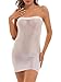 Linjinx Women's Strapless Oil Glossy Shiny Miniskirt See Through Package Hip Transparent Dress White Medium
