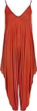 Strappy V-Ausschnitt Und V WearAll - Damen Lagenlook Strappy Harem Jumpsuit Kleid Cami Playsuit Weste Top - Rost - 40-42