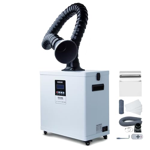 KNOKOO Moveable Laser Fume Extractor FES200L, 330m³/h 200W Strong Suction 3-Stage Filtering Fume Extractors for M1, S1, P1 Laser Engraving Smoke Purifier and Filtering Odor (FES200L-1)
