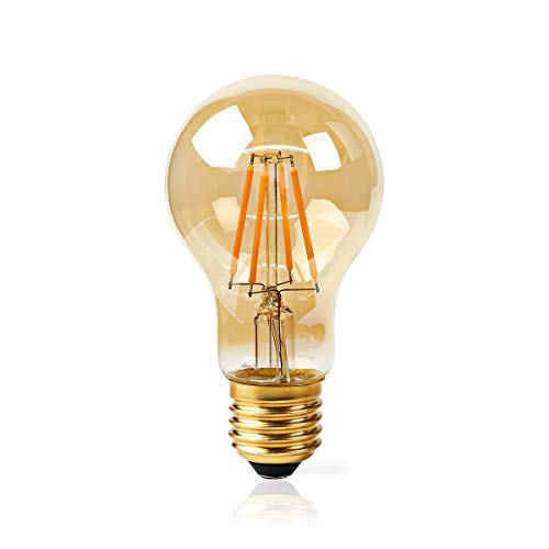 NEDIS - WiFi Smart LED Filament lamp - E27 - A60-5W - 500lm - app Control - Colour: Gold - Material: Glass - Rated Luminous Flux: 500 lumens, Warm White, WIFILF10GDA60