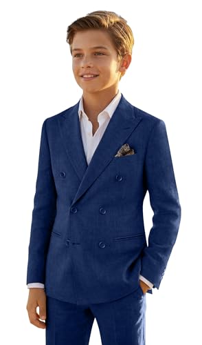 JPF - JPF Casual Linen Boys Suits - Summer Kids Wedding Party Suit in Navy Blue, Size 6 - Best Deal on Amazon