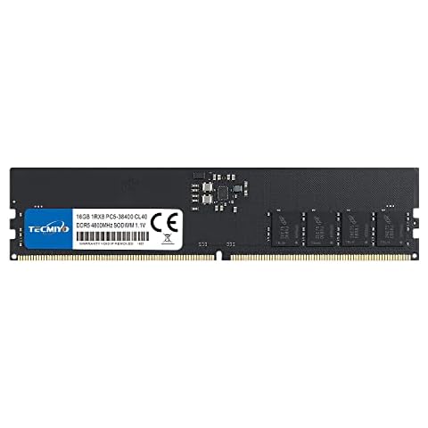 TECMIYO DDR5 RAM 4800MHZ 16GB PC5-38400U 1RX8 UDIMM CL40 1.1V 288Pin Non-ECC Unbuffered Desktop Memory RAM Module Cover