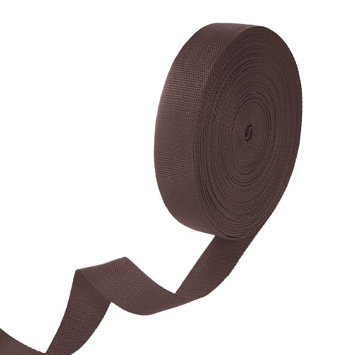 M METERXITY Polypropylene Webbing, 25 Yards 1.5 Inch Durable Poly Strapping Poly Webbing Strapping for Indoor/Outdoor DIY Gear Repair/DIY Crafting/Furniture/ [Brown]