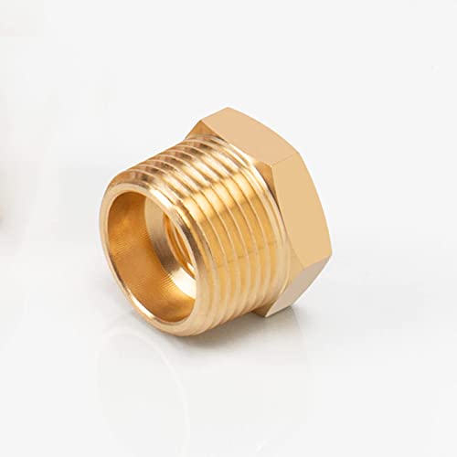 BathAce Brass Reducer Hex Bushing Threaded Pipe Fitting, Heavy Duty Threaded Pipe Fitting Adapter (3/8 Male NPT x 1/4 Female NPT, 5)