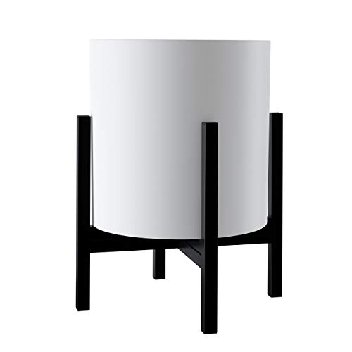 Faithland Plant Pot 12 Inch - Perfectly Fits Mid-Century Modern Plant Stand - Drainage Plug And Drainage Mesh Screen - Matte White #TOP7