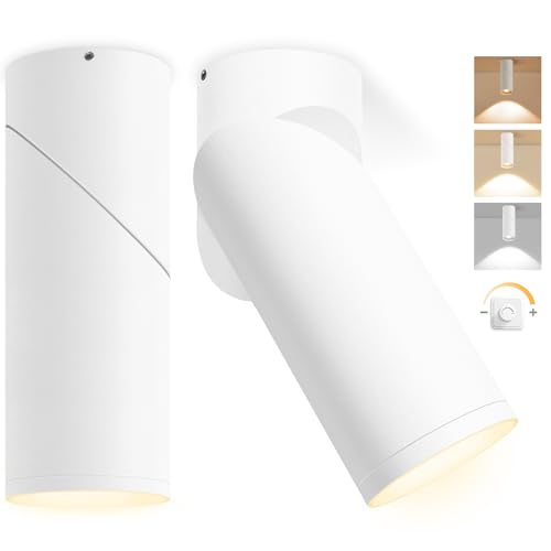 YindaLux 2 Pcs Focos LED Interior Techo Regulable Blanco, Aluminio Orientable Focos LED Techo Incluido 5W 500LM 230V Módulo LED, 3000K/4000K/6500K Lampara Focos Techo Superficie para Paredes y Techos