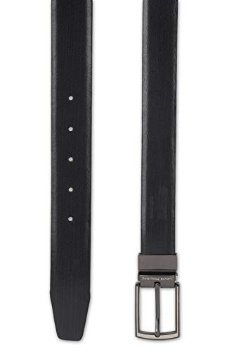 Image of Louis Philippe Men's 100% Italian Leather Brush Nickel Buckle Formal Reversible Belt