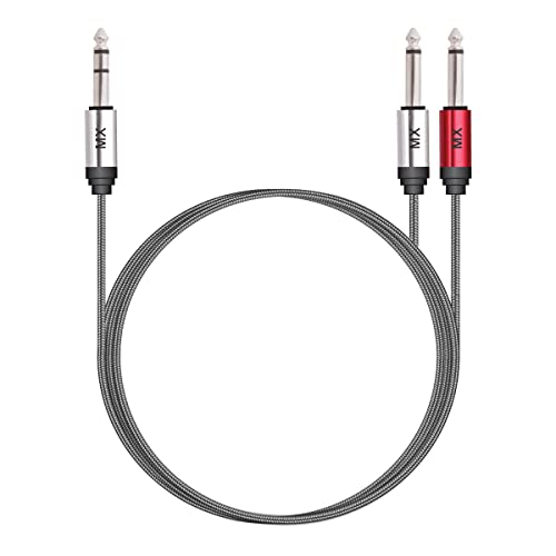 Image of MX 6.35mm (1 /4 Inch) Male to Dual 6.35mm Male Audio Splitter Cable 0.5m | 1 /4 inch Instrument Y Cable for Guitar, Amplifier, Mixer, Speaker, Keyboard & Audio Equipment