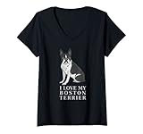 donna boston terrier i love my boston terrier maglietta con collo a v