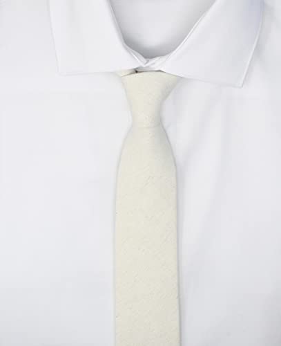 Image of Men's Chambray Cotton Skinny Necktie Tie Textured Distressed Style - 2.5 inch Width
