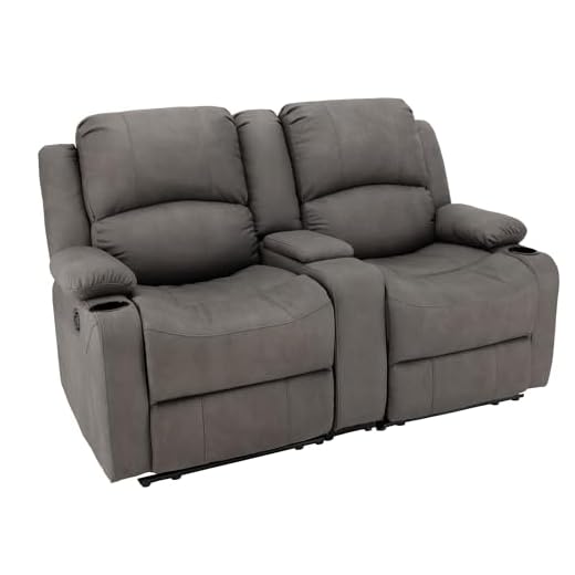 Camper Comfort 65" Wall Hugger Reclining RV | RV Theater Seats (Slate) | Double Recliner RV Sofa & Console | RV Couch | Wall Hugger Recliner | RV Theater Seating | RV Furniture