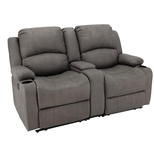 Camper Comfort 65' Wall Hugger Reclining RV | RV Theater Seats (Manual, Slate) | Double Recliner RV Sofa & Console | RV Couch | Wall Hugger Recliner | RV Theater Seating | RV Furniture