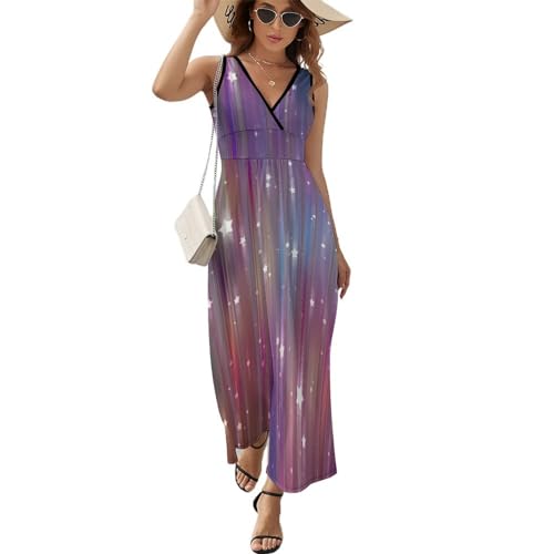 Robe longue d'été sans manches à paillettes multicolores pour plage et quotidien