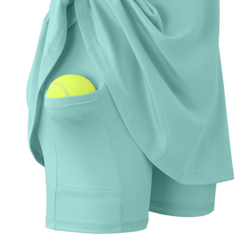 Image of Girls Tennis Dress Golf Outfit Sleeveless Athletic Dresses Polo V Neck Sport Skirt with Pockets 4-13Y