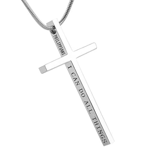 Collier Ankh hommes avec pendentif en verset biblique chrétien croisé Philippiens 4:13