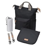 baba bing Unisex Multi-Functional Changing Bag - Black - Waterproof Baby Changing Bags | Convertible Changing Bag Backpack, Tote, Over the Shoulder | Stylish Nappy Bags