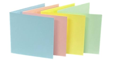 DJP 6x6 Square Creased Blank Pastel Smooth Cards & White Envelopes - Pack of 40