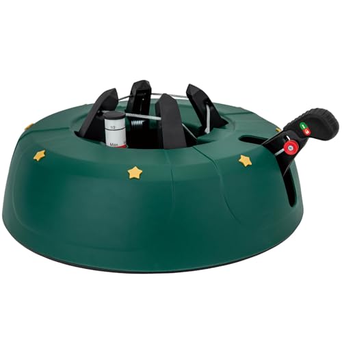 JILUVA Christmas Tree Stand with Water Reservoir, Foot Press Easy Setup, Fits up to 8ft Real Tree with 5.1' Diameter, Equipped with Water Level Indicator, No Assembly Needed