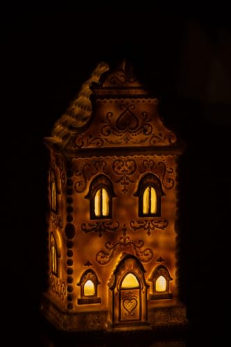 Maison pain d'épice J-Line objet déco prestige LED beige