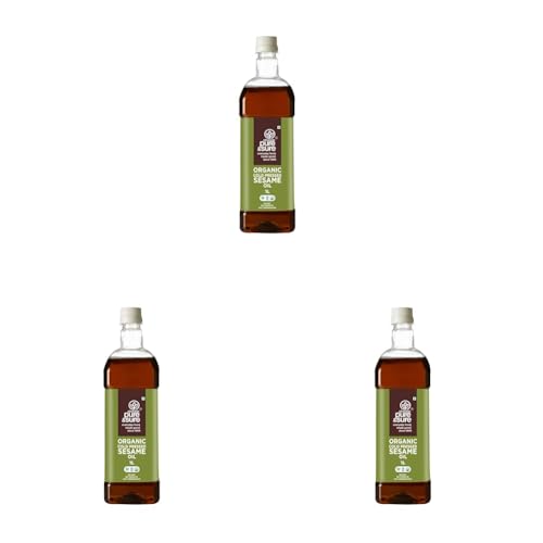 Image of Pure & Sure Organic Cold Pressed Sesame Oil 1Ltr (Til ka Tel) | 100% Natural Kolhu /Kacchi Ghani /Chekku | Pure Cold Pressed Edible Oil | No Additives & Chemical Free (Pack of 3)