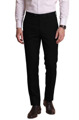Image of Peter England Men Mid Rise Slim Fit Premium Flat Front Formal Trouser