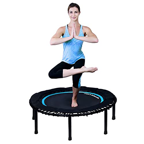 Leaps & Rebounds Bungee Rebounder V2 - in-Home Mini Trampoline Safety Bungee Cover 32 Latex Rubber Bungees Textured Jump Mat - Named Best Value Rebounder (Cobalt 40)