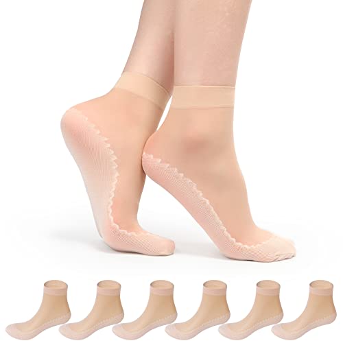 Kordear Damen Nylon Socken - High Ankle Sheer Socken, Anti-Rutsch Baumwollsohle für Frauen Feinstrumpfsöckchen Nylon Elastische Socken für Sommer Frühling Cover