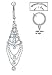 Fake Belly Navel Non Clip on Clear cz Long Chandelier Tear dangle Ring