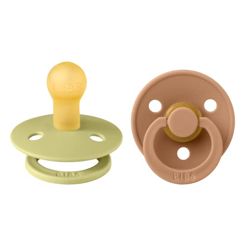 BIBS Baby Pacifiers | BPA-Free Natural Rubber Pacifier | Made in Denmark | Set of 2 Soothers (Meadow/Earth, 0-6 Months)