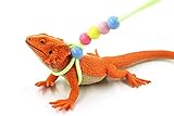 HAICHEN TEC Adjustable Lizard Leash Luminous Reptile Harness Bearded Dragon Leash Gecko Training Leash with Beads Small Animal Leash