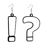 Honbay Acrylic Question Mark Exclamation Mark Asymmetric Earrings Nightclub Personality Exaggerated Earrings Funny Punk Hip Hop Earrings
