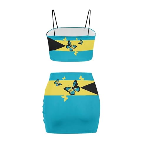 Image of 2025 Sexy Spaghetti Strap Crop Tops and Bodycon Skirt Casual 2 Piece Set S-4XL