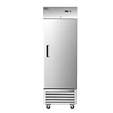 FRICOOL 27 Inch Commercial Freezer Upright, Single Door Stainless Steel Reach In Freezer, 23 Cu.Ft Large Capacity, Energy Efficient, Fast Cooling for Restaurant, Supermarket, Bakery