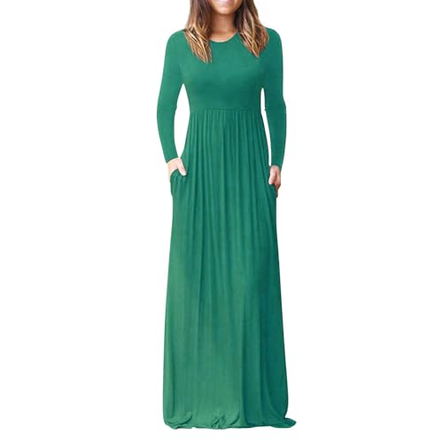 Vestidos tipo camiseta con bolsillos para mujer, vestido largo negro para funerario, cuello redondo, vestido largo de algodón, vestido casual de manga larga, vestido musulmán de color sólido, vestido