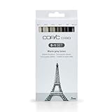 COPIC Ciao 5+1 Set «Warm Grey Tones», 5 rotuladores Dobles con Punta Mediana y Punta de Pincel, Incl. Multiliner Negro 0,3 mm