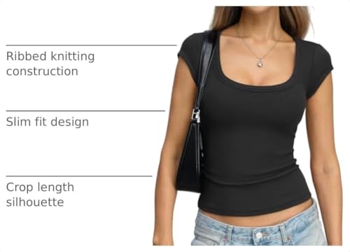 Easygala Womens Cotton Ribbed Short Sleeve T Shirts Fitted Summer Cute Tops by EasyGala - Used condition - US$13.58