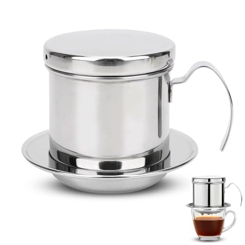 HERCHR Vietnamesischer Kaffeefilter 200ml Tragbare Kaffeemaschine, Kaffeepresse Für 1 Kaffeetasse Wiederverwendbar Aus Edelstahl, Kaffeefilter Wiederverwendbar Vietnamesischer Kaffeefilter