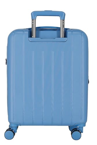 Maleta de cabina Movom Wood Denim de 55 cm rígida con cierre TSA y cuatro ruedas dobles 3