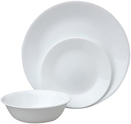 CORELLE Winter Frost White Dinnerware Set with Storage Lids 74-Piece, (Service for 12)