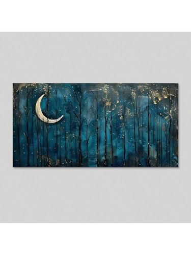 Peinture murale Moody Dark Forest grand format 80x160cm pour décoration salon moderne