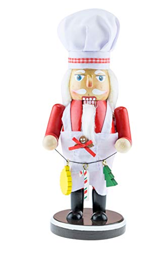 Clever Creations Chef 10 Inch Traditional Wooden Nutcracker, Festive Christmas Décor for Shelves and Tables