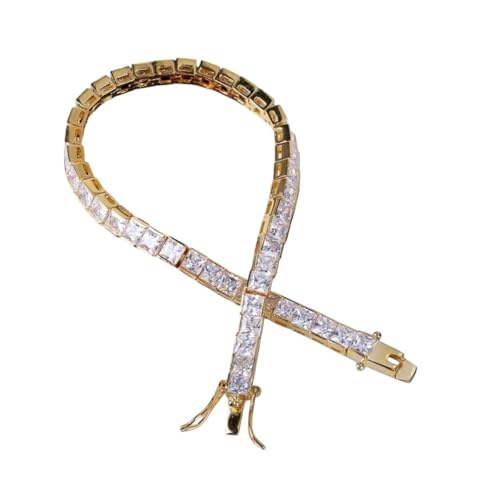 Bracelet Hip Hop Gold 6 mm en oxyde de zirconium pour homme