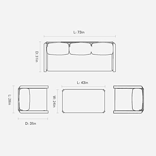 Aluminum Outdoor Patio Furniture Set, 4-Piece Deep Seating Conversation Sofa Sets, Outdoor Sectional Metal Sofa With 4.5 Inches Waterproof Cushion For Balcony,Dark Grey #TOP5